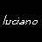 Pixelated text 'luciano' in white with blue accents appears across multiple on a black background, showing animation changes where the blue highlight shifts position