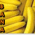 Pixelated banana bunch background with orange text overlays reading 'BANANA' vertically and 'HEHE <3 YOU MARGARET!!' horizontally.