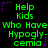 Green pixelated text on black background reads 'Help Kids Who Have Hypoglycemia' with purple star accents, repeated in a pattern