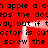 Red background with black pixelated text repeating 'an apple a dn apple a doaps the doaps the doay but if tay but if doctor is cu doctor is cut screw the screw the' and white glowing frame outline.