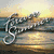Animated scene of a silver bicycle on a beach at sunset with waves, transitioning to a heart drawn in sand.