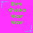 A static image with a bright pink background displays three identical vertical of green pixelated text reading "Bow Chicks Wow" with cyan and purple star-shaped pixel decorations