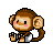 Pixel art monkey icon with brown fur, pink cheeks, and white shorts in multiple poses including sitting, waving, and head tilt. Text "Thats The Way I Roll" appears below each pose.