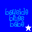 Four display pixelated text 'bayside blue' and a star symbol with varying background colors and star color changes