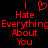 Red pixelated text on black background reads "I Hate Everything About You" with a heart symbol replacing the 'O' in 'About'.