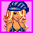 A 4-frame pixel art contact sheet showing a cartoon woman in various shopping-related poses with text asking if she wants to go to the mall.