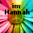 Pixelated sunflower with vibrant pink, yellow, green, and blue petals; black text reads "im Hannah and im awsome" in two parts.