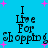 Blue background with pink plus signs and black text reading "I Love For Shopping" in four identical quadrants.