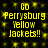 Yellow text on black background reads 'Go Perrysburg Yellow Jackets!!' in two identical vertical with scattered yellow dots