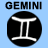 Static 48x48 pixel buddy icon featuring the Gemini zodiac symbol on a light blue background with "GEMINI" text above it.