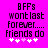Pixelated text on bright pink background with white and light purple hearts, showing two animation frames where heart positions shift.