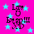 Pixelated text 'Luv U' and 'E X P III' on bright pink background with light blue stars, animated star movement.