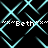 Animated pattern of cyan diamond shapes on black background with repeated 'Beth' text in white pixelated font.