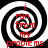 Black-and-white spiral background with red text reading 'i run from my problems' in four quadrants, two versions of the same image displayed side-by-side.