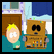 Two side-by-side animated frames from a South Park-themed buddy icon showing Kenny and Cartman in different settings with visible pixelation and color blocking.