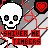 Pixelated skeleton with red and blue heart symbols, text reading 'SHIVER ME TIMBERS' in matching colors over a gray striped background.