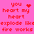 Pixelated red text on bright pink background with animated heart and starburst symbols replacing static text elements.