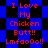 Red pixelated text on blue and black checkered background with repeated phrases and 'Lmfaoo!!' in red.