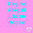 Pixelated text list on pink background with two white heart icons at bottom, cyan lettering.