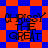 Four identical display 'CHRISY THE GREAT' text over red and blue checkered backgrounds with pixelated distortion