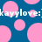 Pixelated blue background with pink circles and repeated white text 'kayylove:kayylove:' across the image.