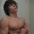 Pixelated image of a shirtless person with dark hair, looking upward and to the right against a plain background.