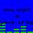 Blue background with black text repeating "You want a piece of me" and green horizontal bars below each line, arranged in two