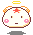 Pixelated cartoon head with orange-brown ears, pink cheeks, red star on forehead, yellow halo above; four variations show closed eyes and mouth changes.