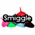 Pixelated icon with 'Smiggle' text over colorful shapes and a red cone, transitioning to 'Cool' text over similar shapes.