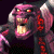 Pixelated 50x50 buddy icon split into two sections: left side shows a monstrous character with pink skin, glowing red eyes, and sharp teeth; right side displays green text on dark green background reading "Original Icons .com".