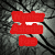Red stylized text on a pixelated gray and black background with diagonal lines.