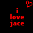 Red pixelated text and heart symbol on black background, with 'i love jace' repeated twice.