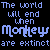 Animated contact sheet of a pixel art text-based icon showing repeated phrases with changing letters in 'Monkey' across frames on black background.