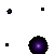 Pixelated star-like icons with central bright white points and purple accents on a gray background, some connected by thin lines.