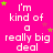 A bright pink background displays repeated text "I'm kind of a really big deal" with scattered green and purple stars, some of which change position across frames.