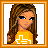 Pixel art contact sheet showing two frames of an animated buddy icon with a character portrait and text display.