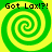 Four identical green and yellow spiral patterns arranged in a with "Got Lax!?" text above each spiral