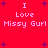 Red background with purple starbursts and repeated text "I Love Missy Gurl" in light pink pixelated font.