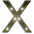 Three X-shaped icons with yellow outlines and white lights on gray backgrounds, each showing different light patterns.