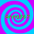 Four identical spiral patterns in cyan and magenta with green text 'Anno567' overlaid on each, arranged in a against a solid background