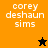 Four display text 'corey deshaun sims' with a star icon changing from black to orange on a black background