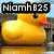 Yellow rubber duck with orange beak and black eyes, static background with blue sky and brown structure, text overlays change across four
