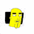 Yellow cartoon head with black rectangular background, showing sequential mouth and hand movements including closed eyes, open mouth, and holding a striped object.