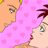 Animated contact sheet showing a cartoon couple kissing against pink heart-patterned background with yellow and red hair, arranged in 3x2 grid of sampled frames.