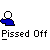 Pixelated blue figure with white head holding yellow sparkles, text "Pissed Off" below on gray background.