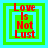 Four identical square arranged in a , each displaying red text "Love Is Not Lust" over layered green and light blue borders