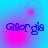 Blue text 'Georgia' on cyan background with pink circular glows; four show varying glow positions and sizes