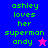 Pixelated text reads 'ashley loves her superman andy' with a star symbol, displayed across four color-blocked quadrants in green on blue/purple/magenta backgrounds.