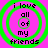Four identical circular icons with green concentric rings on a pink background, each displaying the text "i love all of my friends" in black pixelated font.