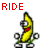 Pixelated banana character with green limbs and red mouth, shown in multiple poses across a